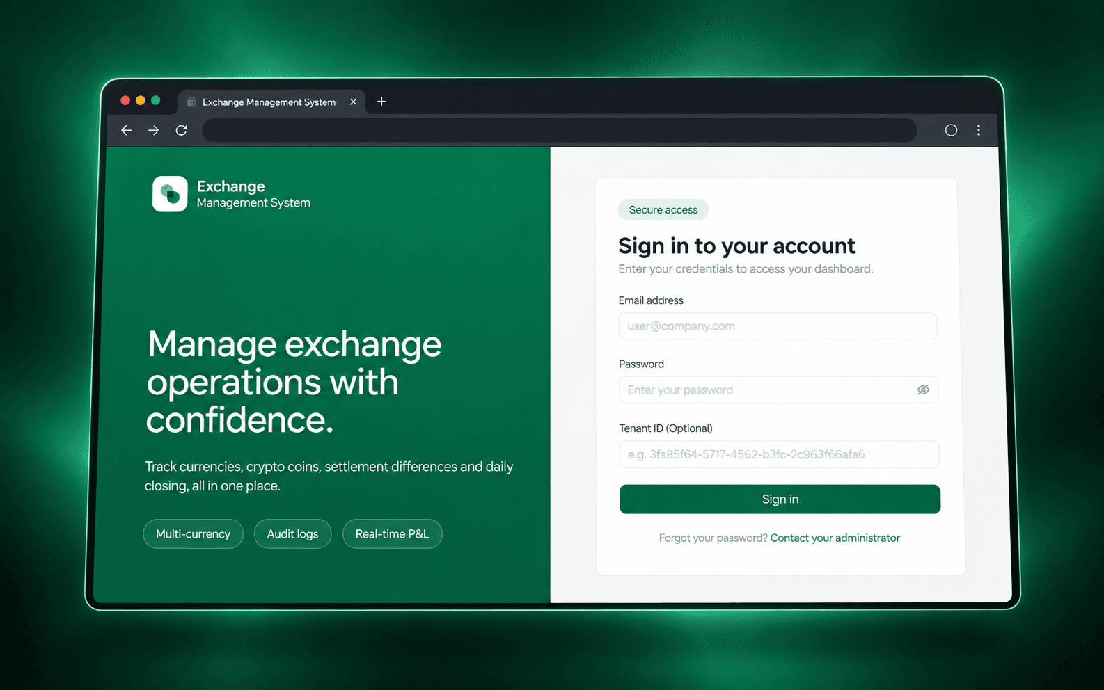 Exchange Management System product interface